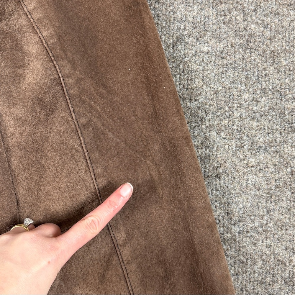 Outbrook Brown Suede Leather Belted Jacket Women’s Medium Contrast Stitching Y2K - Picture 11 of 15